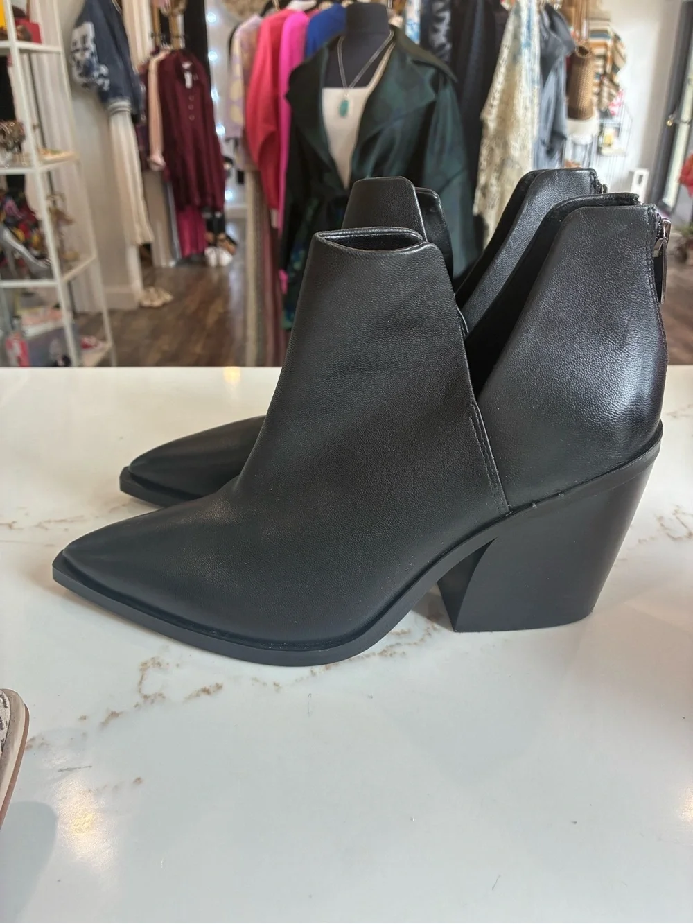 Vince Camuto Women’s Black Pointed Toe Ankle Booties
